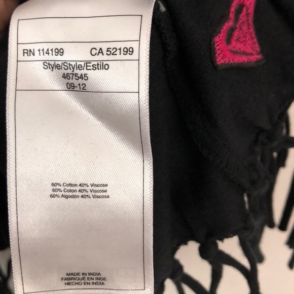 Roxy black fringe t-shirt new with out tag - Picture 5 of 5